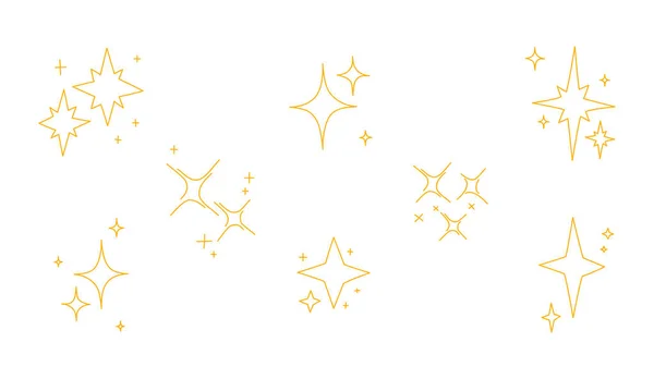 Amarillo, estrellas de brillo de oro símbolos. Conjunto de estrellas vectoriales icono. — Vector de stock