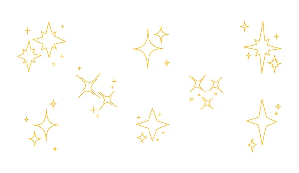 Amarillo, estrellas de brillo de oro símbolos. Conjunto de estrellas vectoriales icono. — Archivo Imágenes Vectoriales