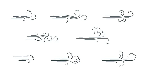 Set di icone vettoriali vento, tempo, ambiente. — Vettoriale Stock