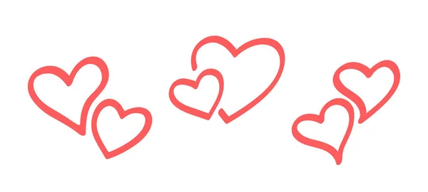 Dos corazones rojos con fondo blanco. Símbolo del amor. Feliz día de San Valentín. — Archivo Imágenes Vectoriales