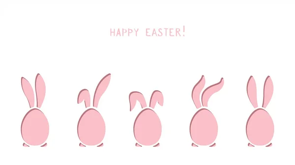 Tarjeta de felicitación con forma de huevos de Pascua con orejas de conejo. Plantilla para corte por láser. — Archivo Imágenes Vectoriales