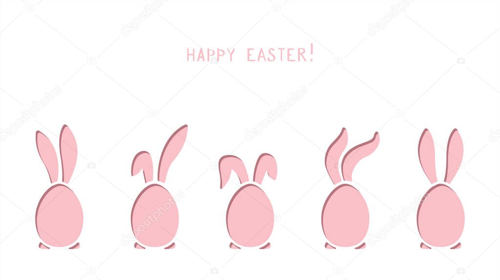 Greeting card with Easter eggs shape with bunny ears. Template for laser cut.