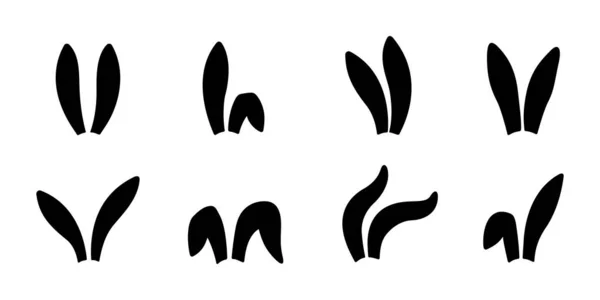 Collezione di orecchi silhouette per buona Pasqua. Icone orecchie di coniglio. — Vettoriale Stock