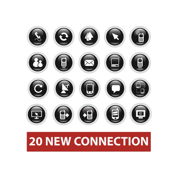 Connection buttons set, vector — Stock Vector