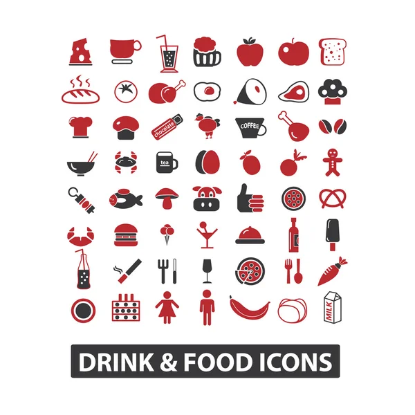 Conjunto de iconos de bebidas y alimentos, vector — Archivo Imágenes Vectoriales