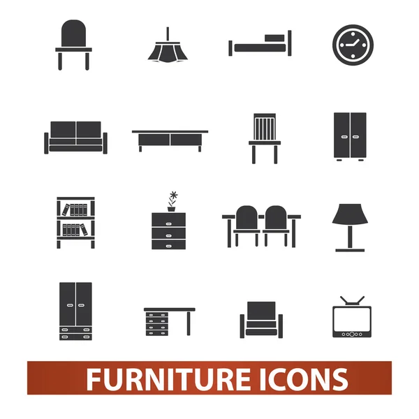 Furniture icons set, vector — Stock Vector