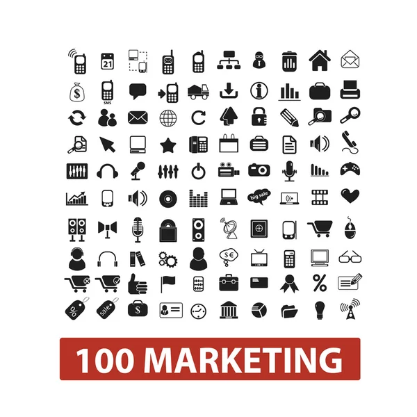 100 conjunto de iconos de marketing, vector — Vector de stock