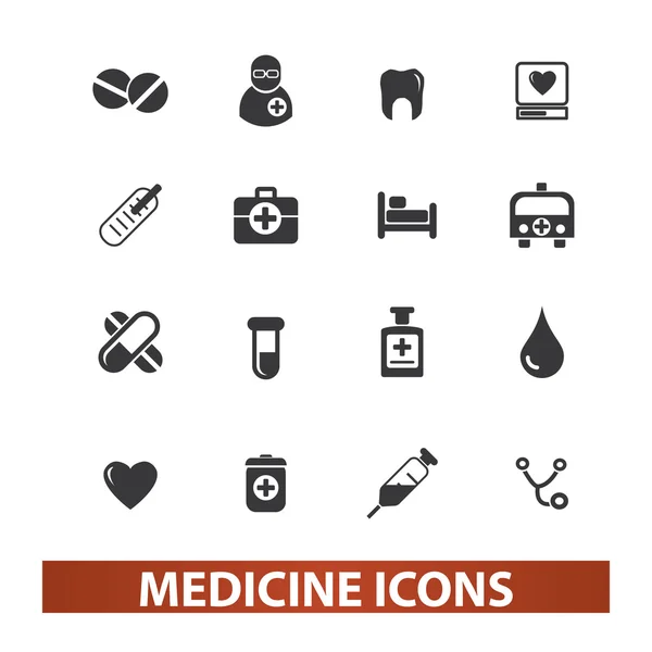 Medicina & conjunto de iconos de salud, vector — Vector de stock