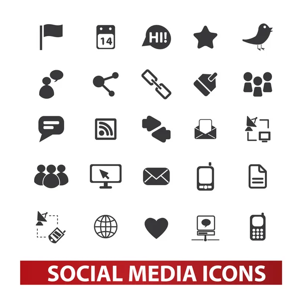 Set icone social media, vettoriale — Vettoriale Stock