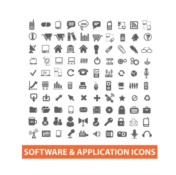 Software & application icons set, vector — Stock Vector