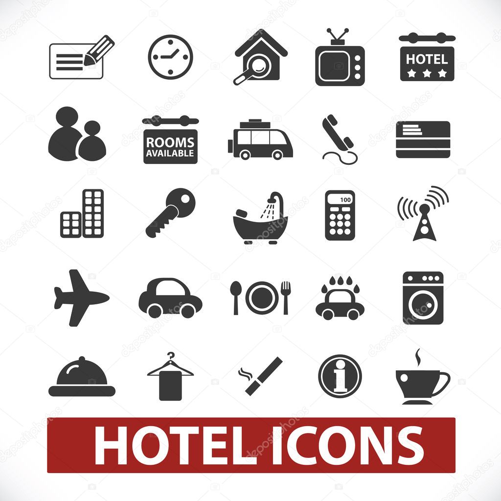 Hotel icons set, vector