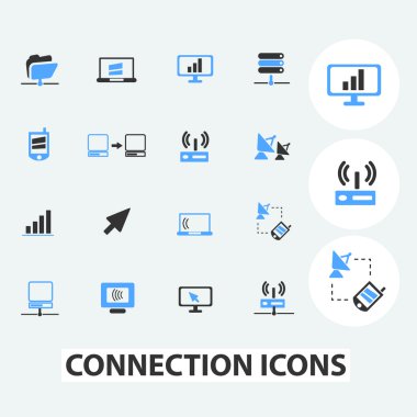 bağlantı, iletişim, bilgisayar teknolojisi Icons set vektör