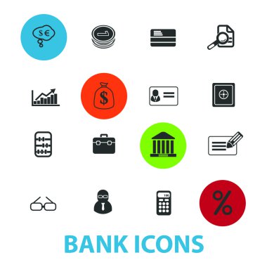 banka, para simgeleri, imzalar seti, vektör