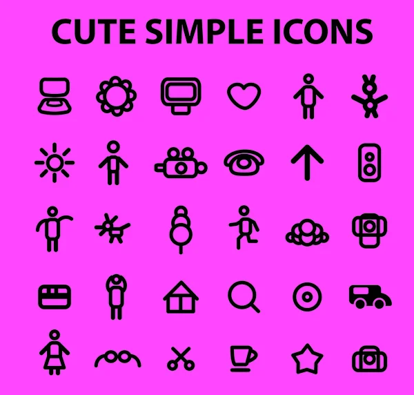 Familia simple, iconos de garabatos, conjunto de signos, vector — Vector de stock