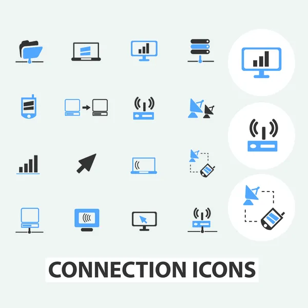 Conexión, comunicación, conjunto de iconos de tecnología informática, vector — Archivo Imágenes Vectoriales