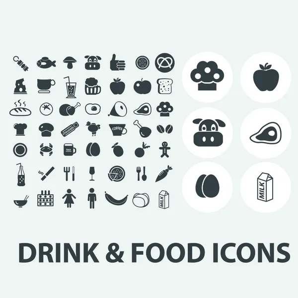 Conjunto de iconos de bebidas y alimentos, vector — Archivo Imágenes Vectoriales