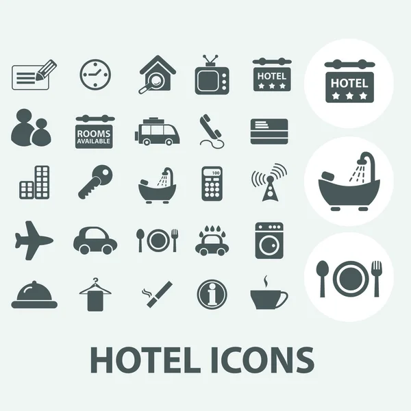 Hotel, conjunto de iconos de motel, vector — Vector de stock