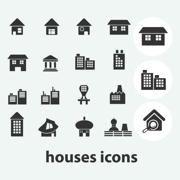 Cute house, home icons, signs set, vector — Stock Vector