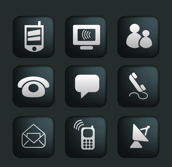 Anslutning & internet kvadrat svart web knappar, ikoner, skyltar, vektor — Stock vektor