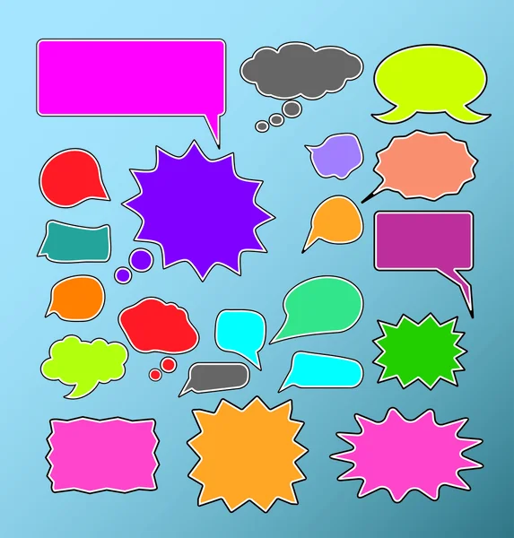 Colorful funny comic chat signs, icons, vector. — Stock Vector