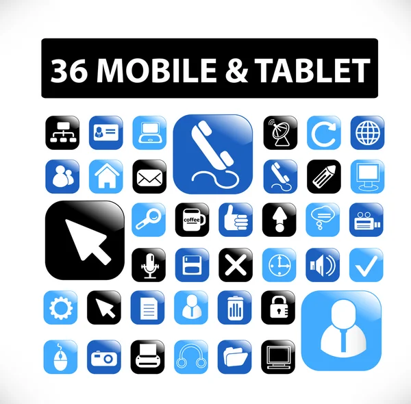 36 Handy- & Tablet-Tasten, Icons Set, Vektor — Stockvektor