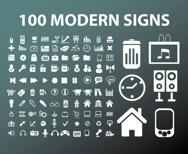 100 sinais de escritório modernos, vetor — Vetor de Stock