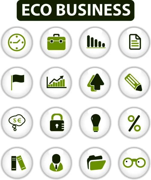 Eco bottoni aziendali, icone, segni, illustrazione vettoriale — Vettoriale Stock