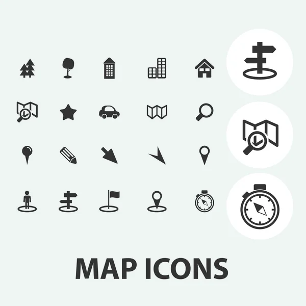 Map icons set, vector — Stock Vector