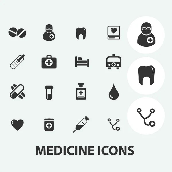 Medicina, conjunto de iconos de atención médica, vector — Vector de stock