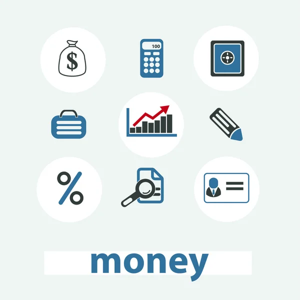 Money, bank icons set, vector — Stock Vector