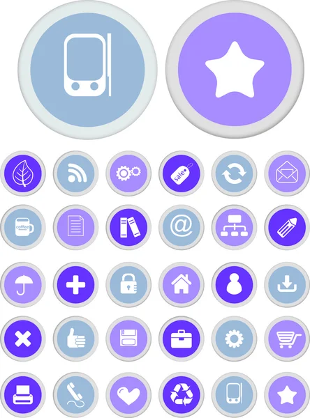 Boutons d'interface de cercle de bureau icônes, signes, illustrations vectorielles — Image vectorielle