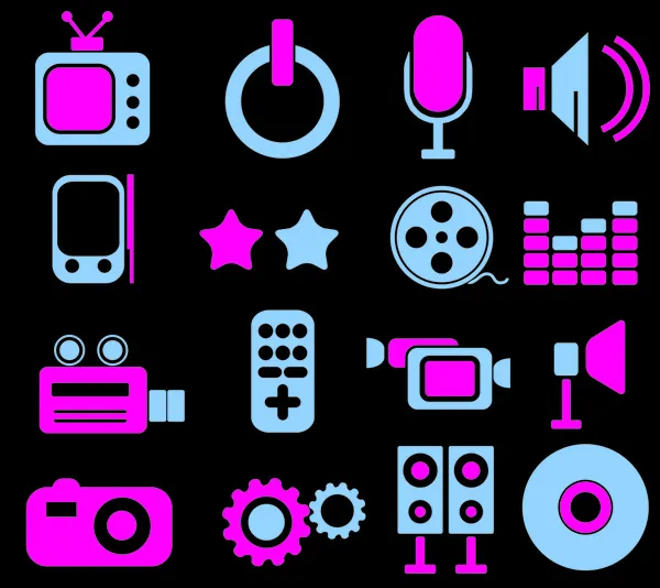 Media icons set, vector — Stock Vector