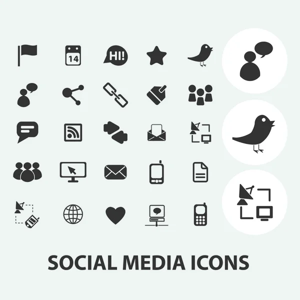 Sociální média, internet blog ikony nastavit, vektor — Stockový vektor