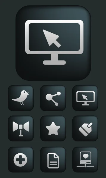 社交媒体应用程序按钮设置，矢量 — 图库矢量图片