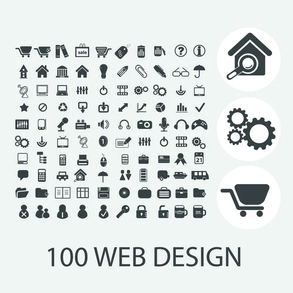 Conjunto de iconos de diseño web negro clásico, vector — Archivo Imágenes Vectoriales