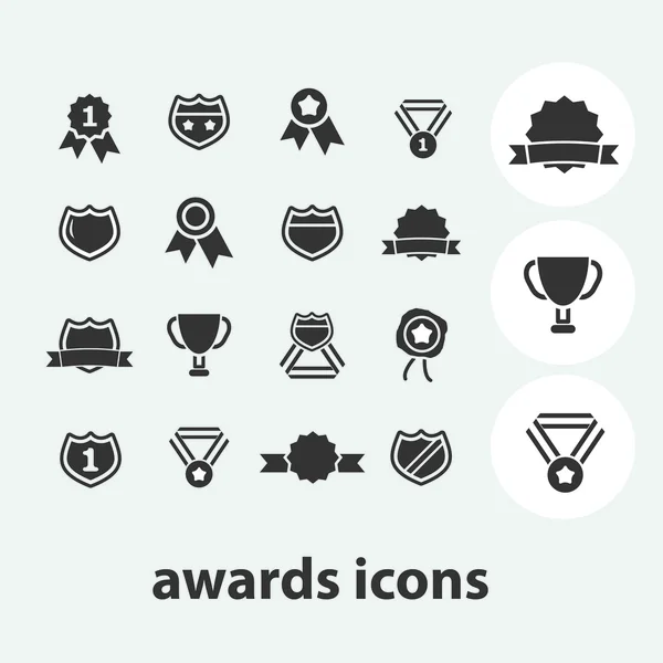 Awards, trophy, victory icons set, vector — Stock Vector