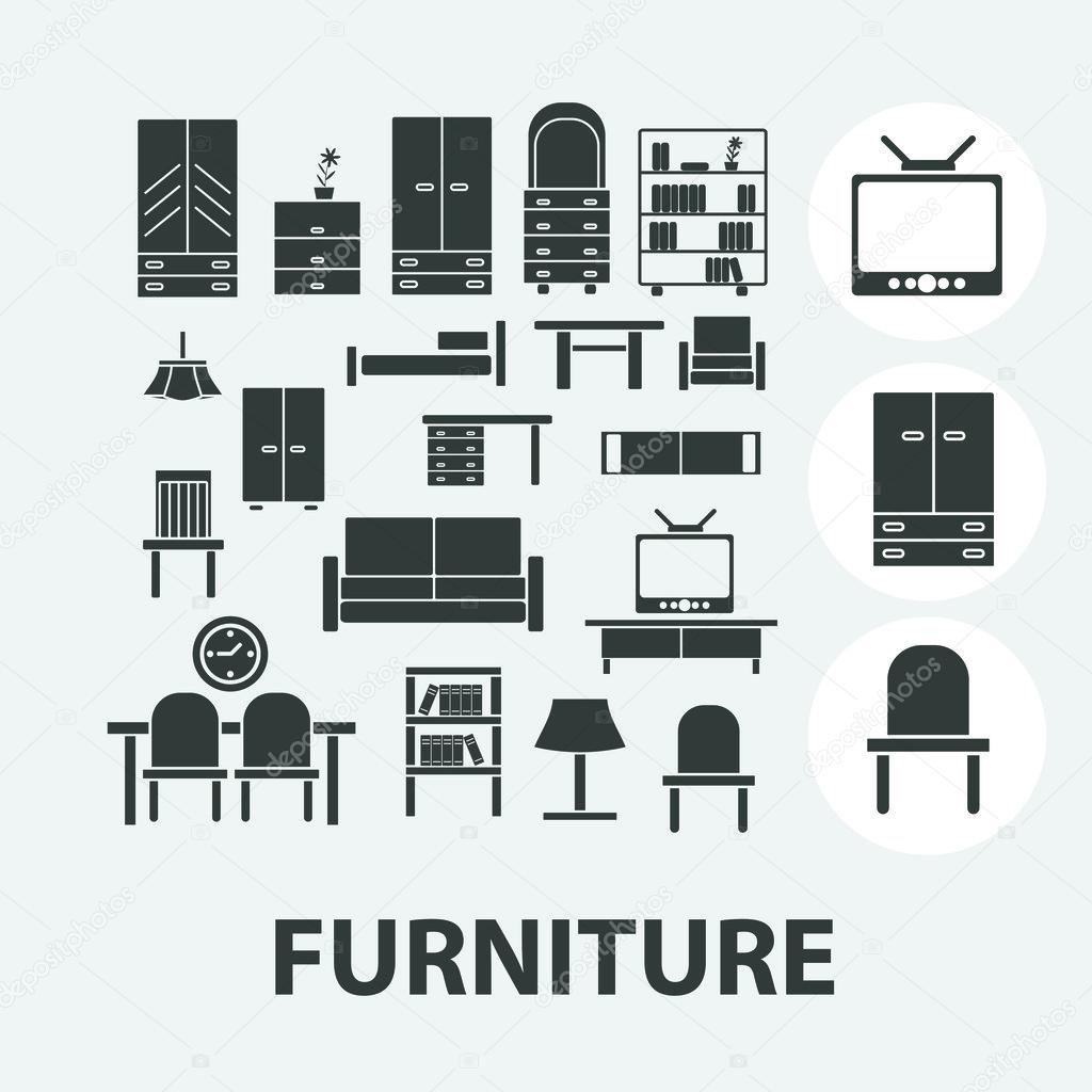Furniture icons set, vector