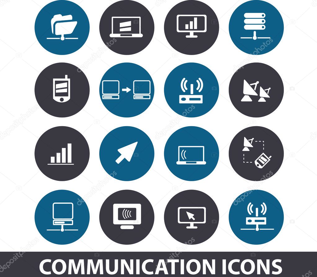 Communication icons set, vector