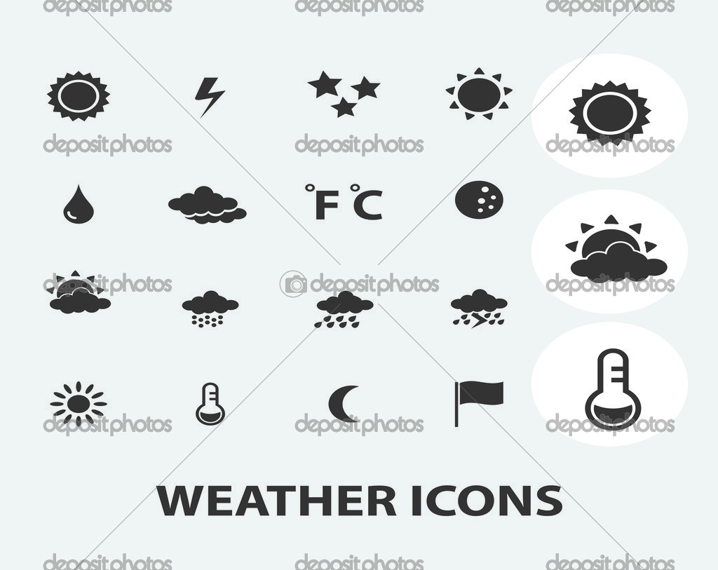 Weather forecast icons set, vector