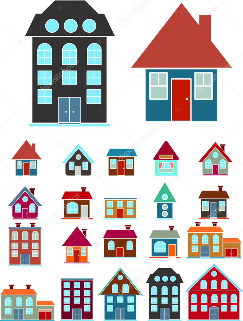 House icons set, vector