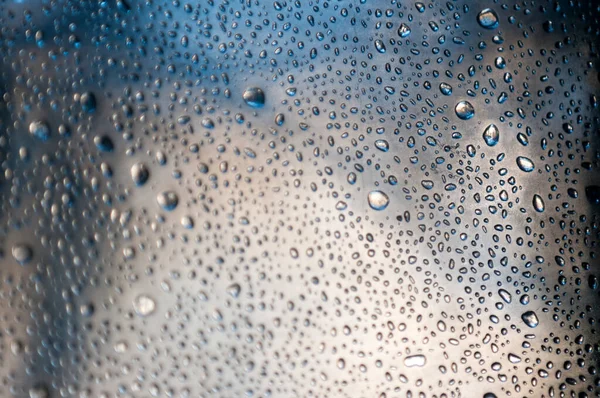 Close Van Waterdruppels Metalen Reflecterend Oppervlak — Stockfoto