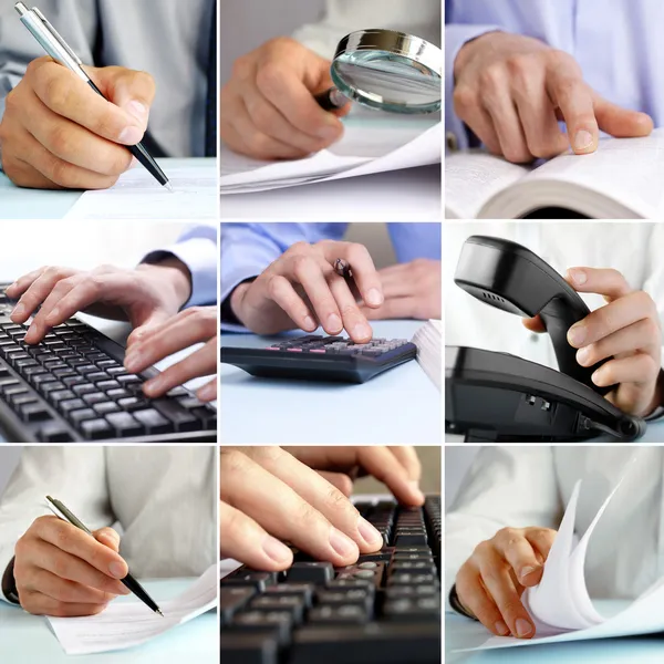 Imagen compuesta de hombres de negocios que trabajan en la oficina — Foto de Stock