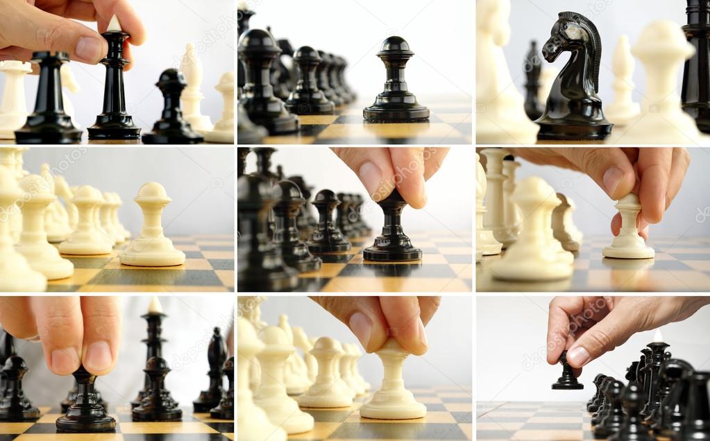 Composite image of playing chess