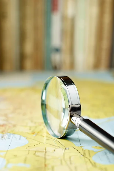 Magnifying glass on the map — Stock Photo, Image