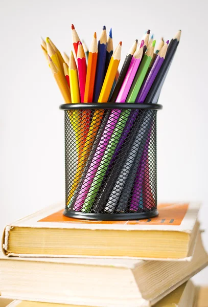 Pencils in basket — Stock Photo, Image