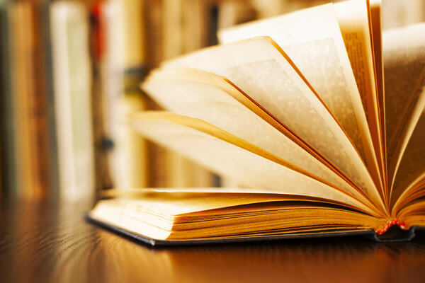 Hardcover book with fanned pages