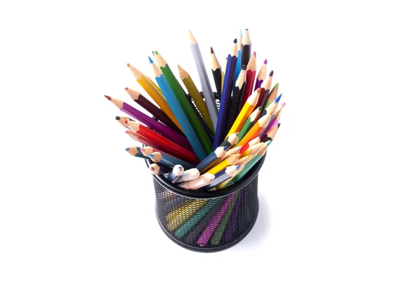 Pencils in basket — Stock Photo, Image