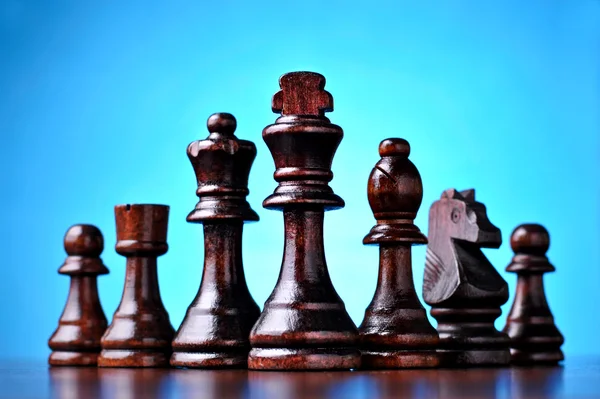 Retro wooden chess pieces — Stock Photo, Image