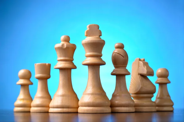 Retro wooden chess pieces — Stock Photo, Image