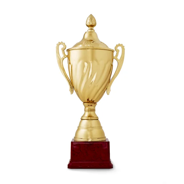 Golden shiny cup, reward for the winner, on white — Stock Photo, Image